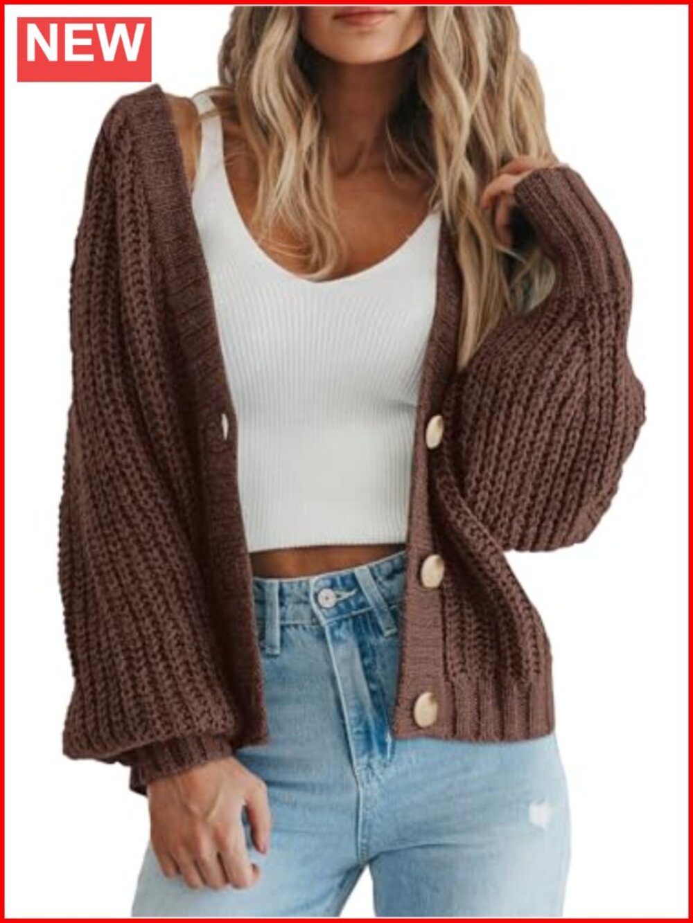 Chunky Knit Open Front Cardigan Women's Oversized V-Neck Long Sleeve Fall Winter